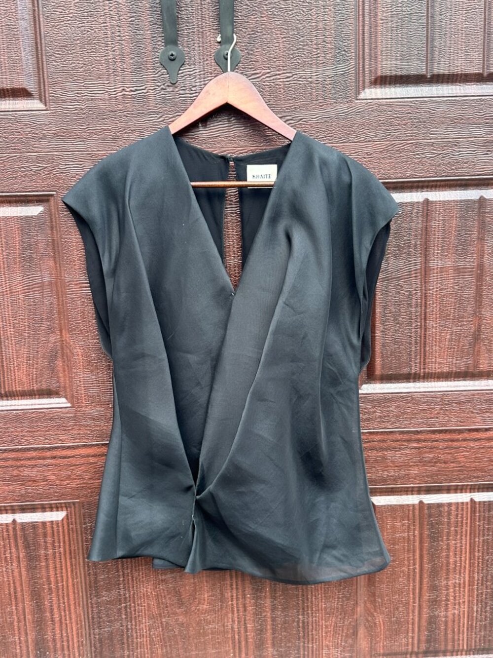 Mer wrap-effect pleated silk-organza blouse